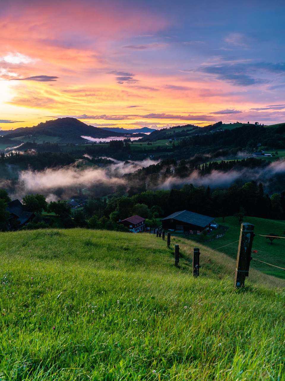 evening atmosphere, landscape, afterglow